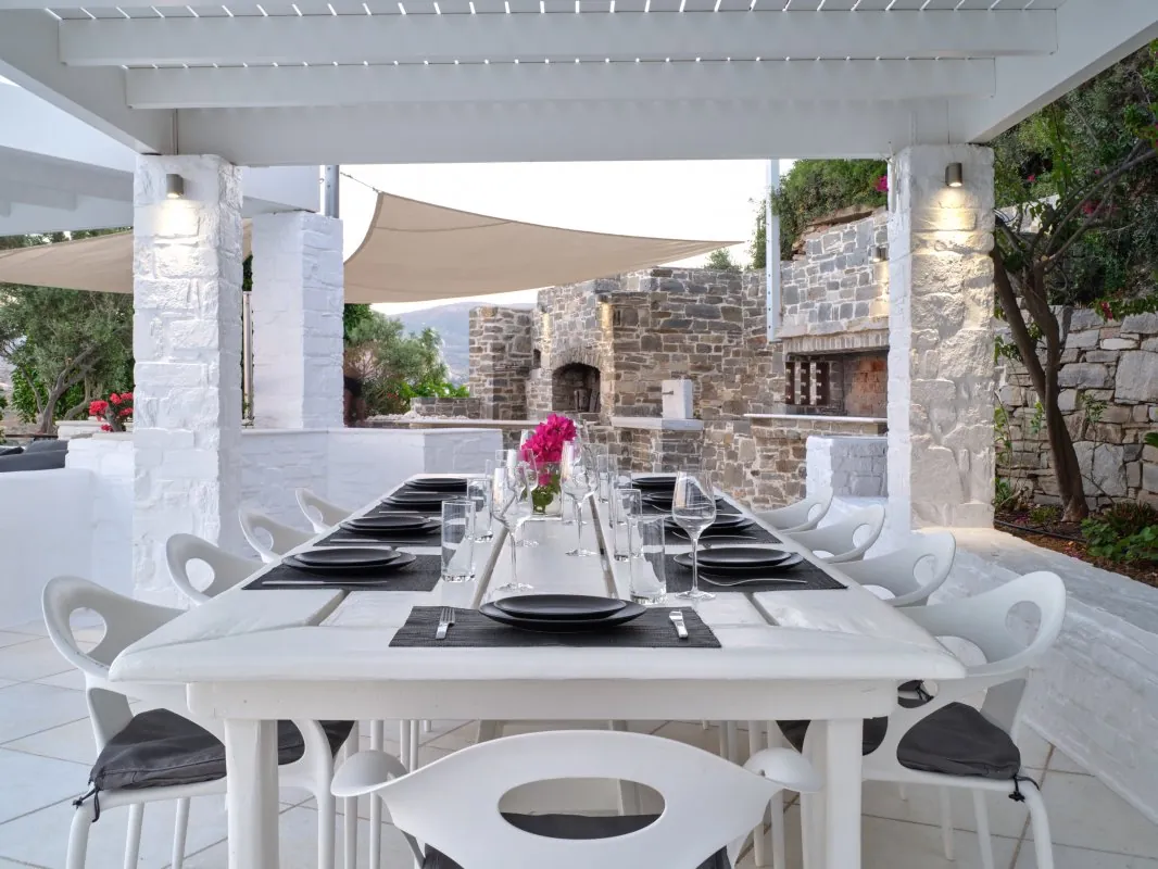 Shaded outdoor dining terrace