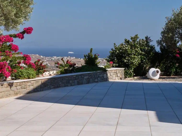 Open terrace and garden looking toward the sea